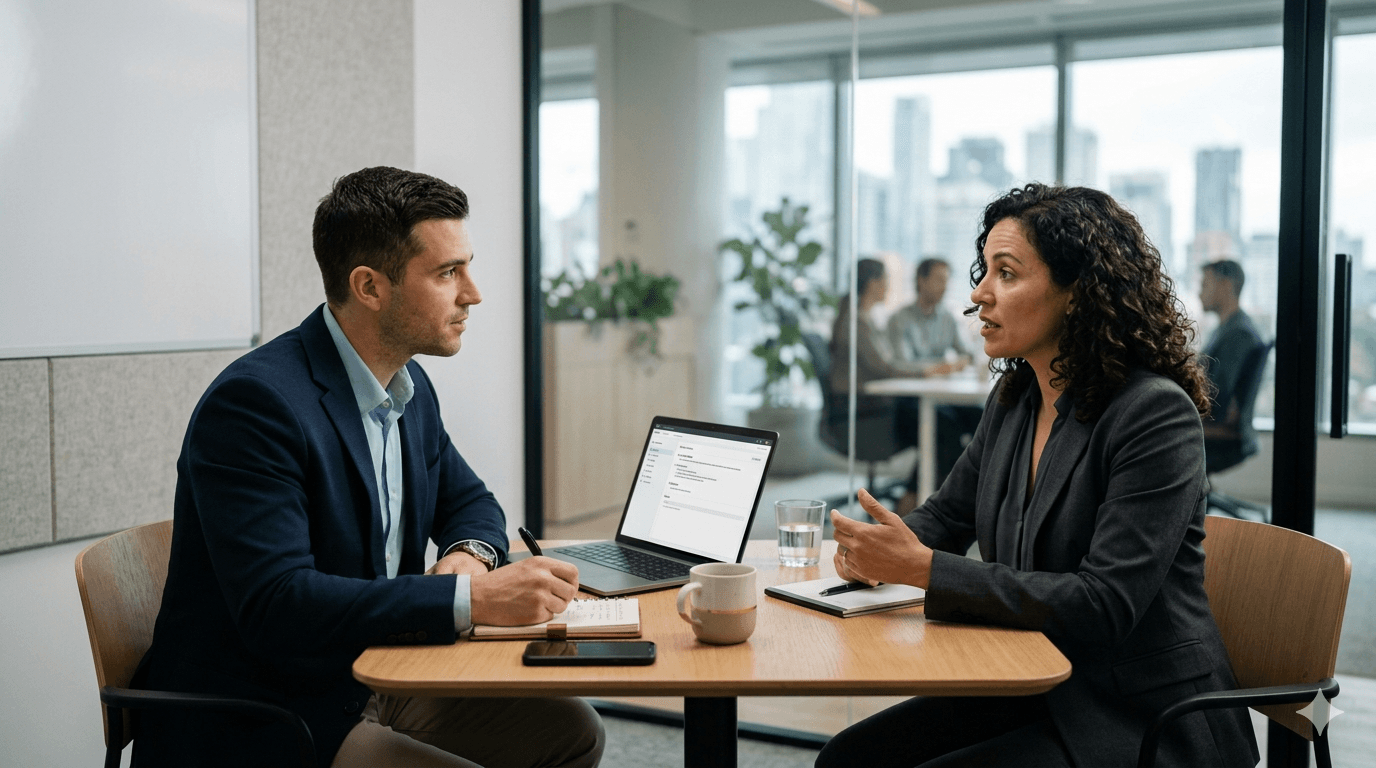 Business buyer in a discovery conversation